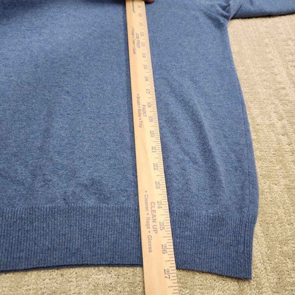 Mantovani Studio Sweater Men Large 100% Italian Cashmere V Neck Blue Luxury - Picture 5 of 7